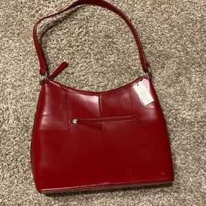 Elegant Red Leather Shoulder Bag. By Kenneth Cole